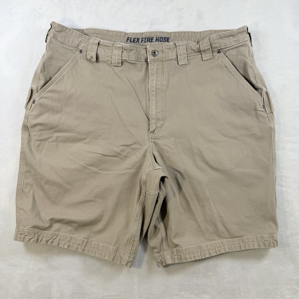 Duluth Trading Co Shorts Mens 44 Khaki Flex Fire Hose Cargo Workwear Utility